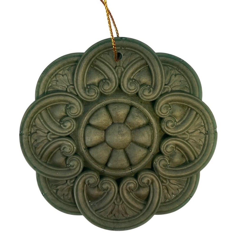 10pc Handmade Green Mica Baroque Architectural Salvage Style Christmas Ornaments - Picture 7 of 16